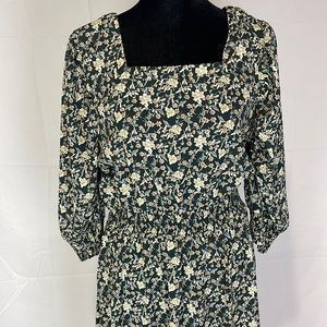 NWT Boho floral square neck MIDI dress